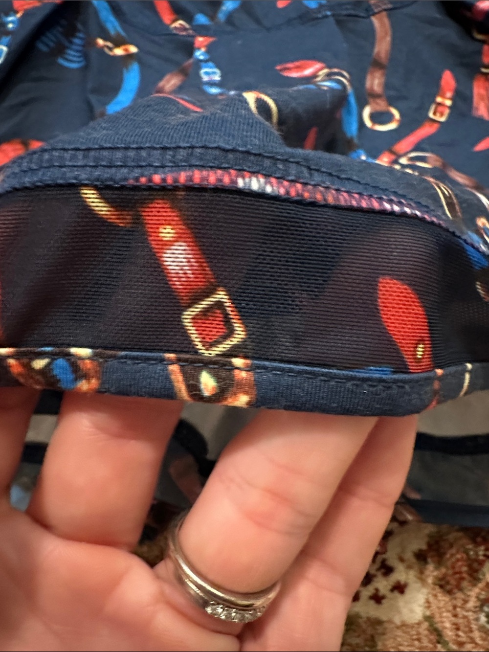 Gottex Navy Skirt with Red, Blue & Brown Belt Print - Picture 4 of 4